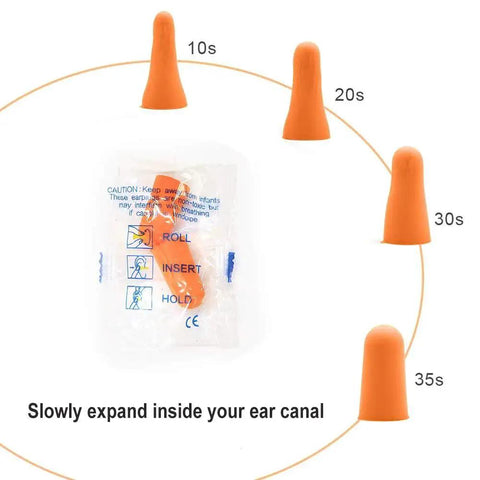Foam Earplugs 200 Pair Pack For Noise Reduction 32 dB NRR expansion demonstration