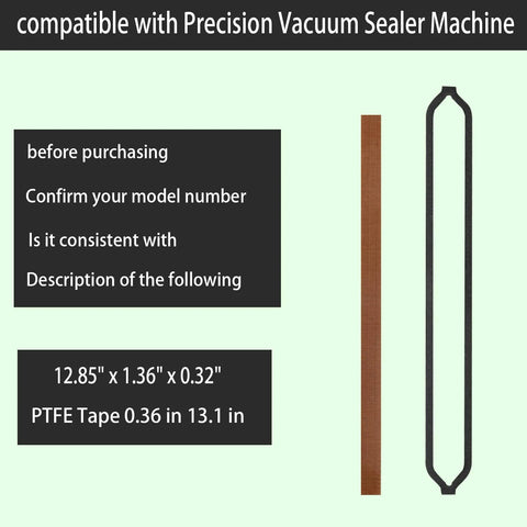 Foam replacement gasket set (black) and PTFE tape (brown) for Precision Vacuum Sealer VS 2690, 12.85 x 1.36 x 0.32 in