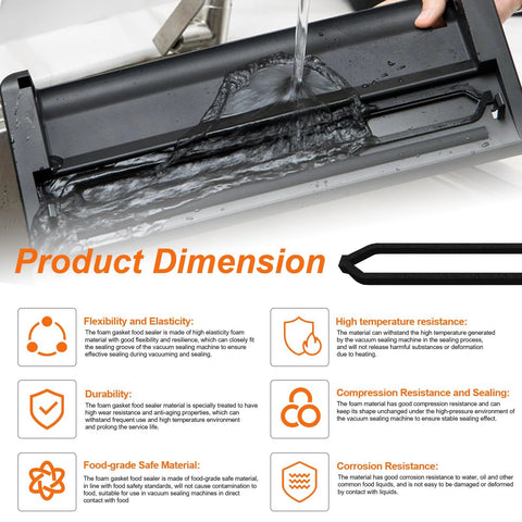 Foam gasket replacement kit for vacuum sealer; 6 pcs, black sealing gaskets.
