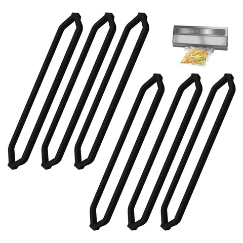 Six black foam gasket seals for a vacuum sealer, upper and lower replacement parts compatible with GERYON E2900/E2901