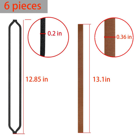 Foam gasket and PTFE tape set, 6-piece for Precision Vacuum Sealer VS-2690; black gasket 0.2 in, brown PTFE tape 0.36 in
