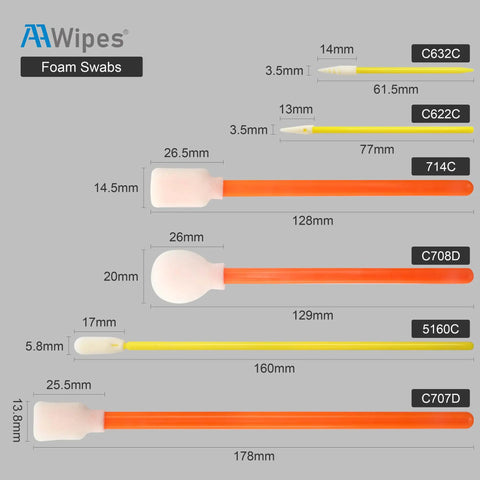 10 In 1 Cleaning Swab Kit For Printer And Optics, foam swab size and dimensions chart for camera cleaning and auto detailing