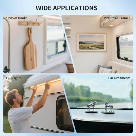 Image showing 3M 1600T Double Sided Foam Tape 0.39 Inch By 18 Foot White PE Foam Heavy Duty Adhesive applications in RV decor.