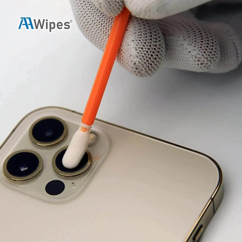 Foam Tip Cleaning Swab Kit With 5 Precision Tips 100 Pack For Printers Optics Cameras Guns Automotive Detailing And Crafts Open Cell Foam On Polystyrene Shaft used on camera lens