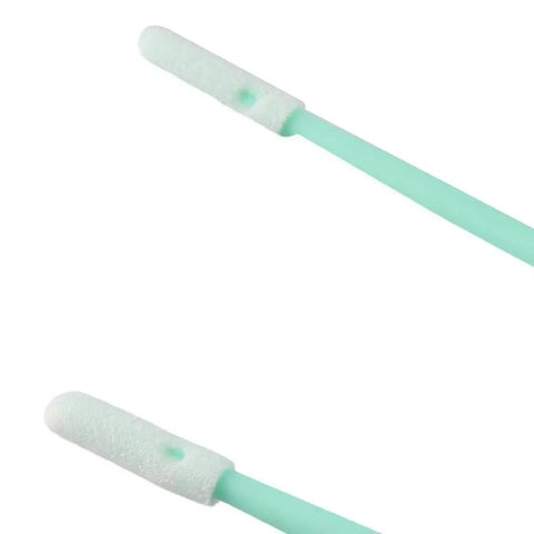 Close-up of Foam Tip Cleaning Swabs 200 Pack 2.75 Inch Lint Free For Inkjet Printers Printheads And Delicate Electronics Cleanrooms With Green PP Handle