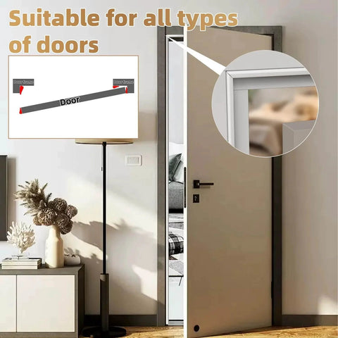 118” Wedge-Shape Foam Window Weather Stripping Door Seal Strip, soundproofing frame installed on an exterior front door, white