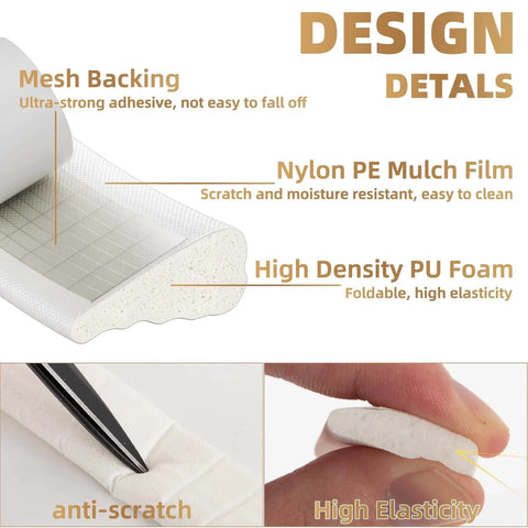 118” Wedge-Shape Foam Window Weather Stripping Door Seal Strip material details with high density PU foam and mesh backing design