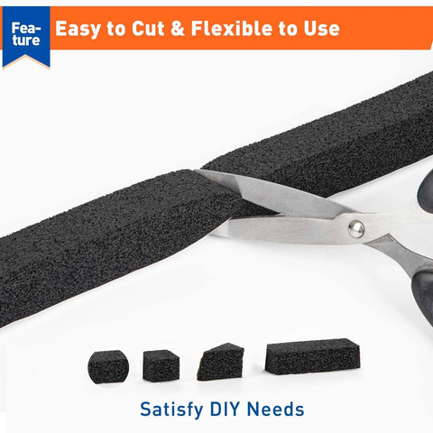 MAGZO black foam weather stripping door seal, 1 in W x 1 in T, self-adhesive, 13 ft total (two rolls) for doors/windows