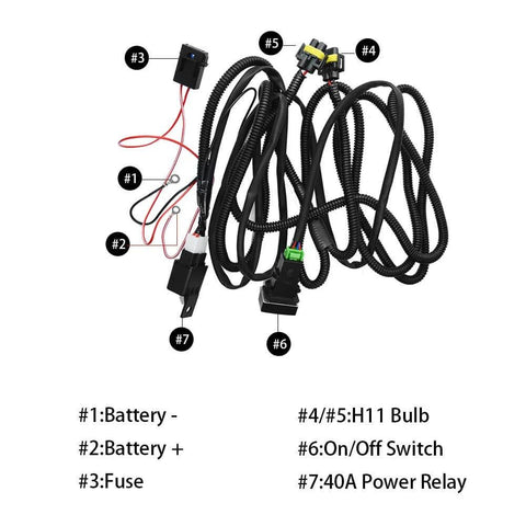 Fog Light Wiring Harness Kit Rugged With 40A Relay And On Off Switch H11 H9 880 881 Socket Plug And Play Wire Connector