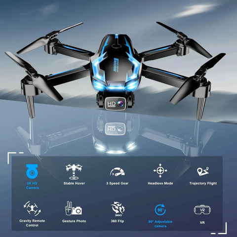 2K HD FPV Drone With Adjustable Angle Camera Real Time Wi Fi FPV Transmission Altitude Hold One Key Takeoff Landing