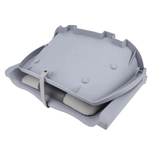 UPALDHOU foldable boat seat, gray PP frame with marine-grade PVC leather and soft 18D sponge cushion, strapped closed