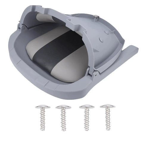 UPALDHOU foldable boat seat with gray PP frame and beige/black PVC leather cushion, includes 4 screws.