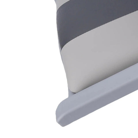 UPALDHOU foldable boat seat cushion in two-tone gray PVC leather with soft 18D sponge on gray PP frame (close-up)