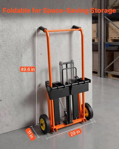 Heavy Duty Hydraulic Material Lift Stacker With 450 Lb Load Capacity And 39.4 Inch Lift Height, Foldable Pallet Truck Dolly