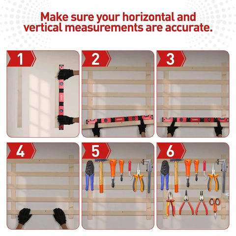 Instructional guide using Multi Function Foldable Level Tool 28 Inch With Folding Design for precise leveling and tool organization.