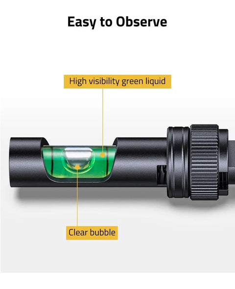 Close-up of Fold Away Scope Leveling Kit For Precision Alignment And Pro Grade Rapid Field Adjustments With A Picatinny Anti Cant Bubble Level.