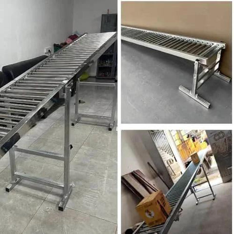 Commercial Foldable Conveyor Rollers Belt System, 20 Inch Wide Stainless Steel Conveyor Rail With 50 Cm Inner Width For Warehouse Unloading