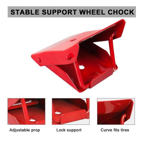 Foldable Steel Wheel Chock Set For Cars And Trailers 2 Pack With Heat Treated Drop Forged Construction Stronger Than Plastic Compact Fold Flat