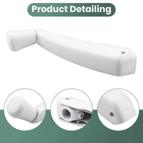 Foldable Window Crank Handle For 11/32 Inch Casement And Awning Operators, Compatible With Truth, 2 Pack, white finish details