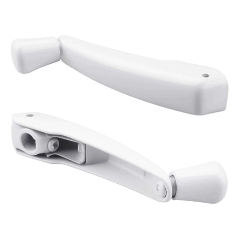 Two white foldable window crank handles for 11/32 inch casement and awning operators
