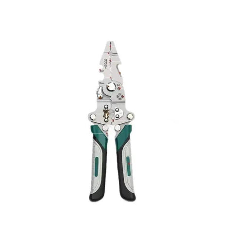 Foldable Automatic Wire Stripper And Cutter With 18 In 1 Wire Crimping Tool for repair and splicing, high carbon steel blades, front view