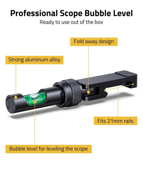 Fold Away Scope Leveling Kit For Precision Alignment And Pro Grade Rapid Field Adjustments With A Picatinny Anti Cant Bubble Level Foldable Design Lets You Deploy Or Tuck Away Easily Quick Nut In Out Lock Compatible With Most Rifles CVLIFE shown on a white background