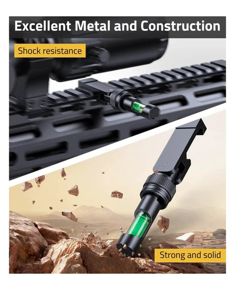 Fold Away Scope Leveling Kit For Precision Alignment And Pro Grade Rapid Field Adjustments With A Picatinny Anti Cant Bubble Level Foldable Design Lets You Deploy Or Tuck Away Easily Quick Nut In Out Lock Compatible With Most Rifles CVLIFE on a Picatinny rail close-up view