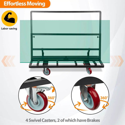 Folding Drywall Dolly With 5 Inch Swivel Casters 2000 Lbs Load Capacity Portable Panel Cart For Plywood Plasterboard And Glass Handling 44.5 By 22 By 40 Inches With Tilting Support For Safe Delivery