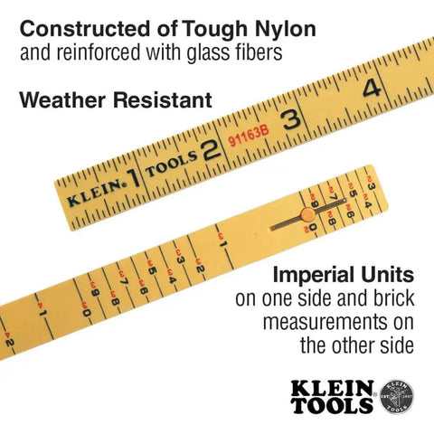 Folding Ruler 6-Foot Fiberglass With Brick Scale On Reverse And Outside Reading One Sixteenth Inch Graduation Riveted Lock