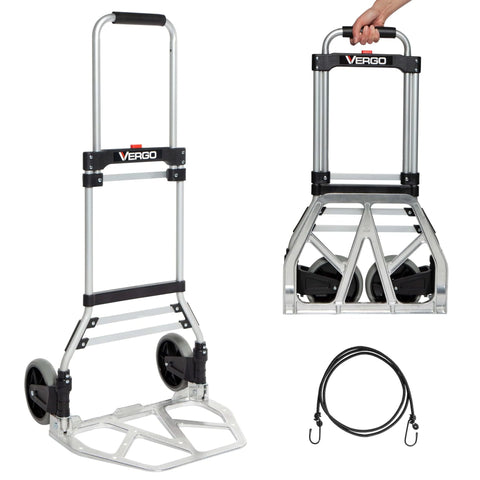 275 Ibs Capacity Folding Hand Truck Dolly, lightweight aluminum frame with 42" telescoping handle, compact design with 7” rubber wheels