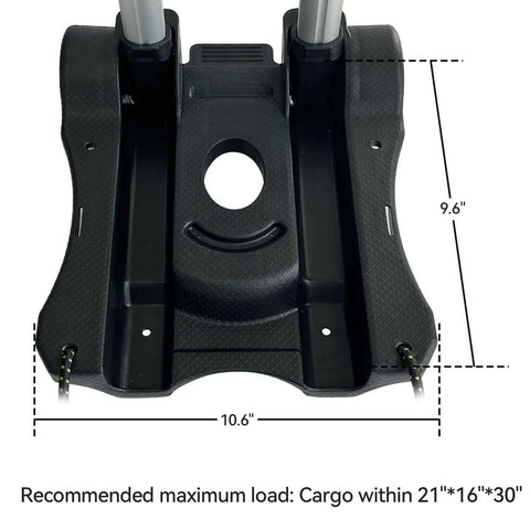 Base view of Folding Hand Truck and Dolly 110-lbs Lightweight Portable Luggage Cart for School Travel Office Moving (Black) with dimensions.