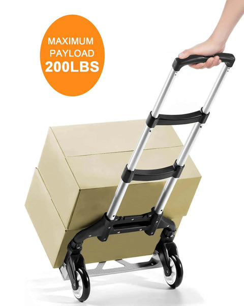 Folding Hand Truck, Dolly Cart with Wheels Foldable, Lightweight Aluminum Luggage Cart carrying boxes, maximum payload 200lbs
