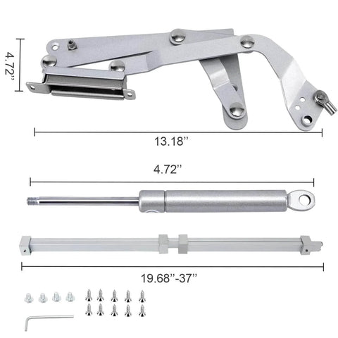 Cabinet Door Hinges, Folding Lift up Top Table Vertical Swing Lift Up Stay Pneumatic Arm Kitchen Mechanism Hinges Durable Silent with dimensions