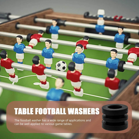 Pro Grade Foosball Gaskets and Bumper Pads Set for Table Football 16 pieces shown on a foosball table during play