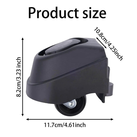 Side view of a black two piece foot caster wheel kit for 6 gallon and 16 gallon wet dry vacuum cleaners including 12388 and 12293.