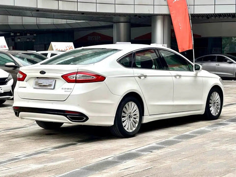 Rear view of a white Ford Fusion 2013-2016, ideal for Beefed Up Front Bumper Repair Metal Plate installation