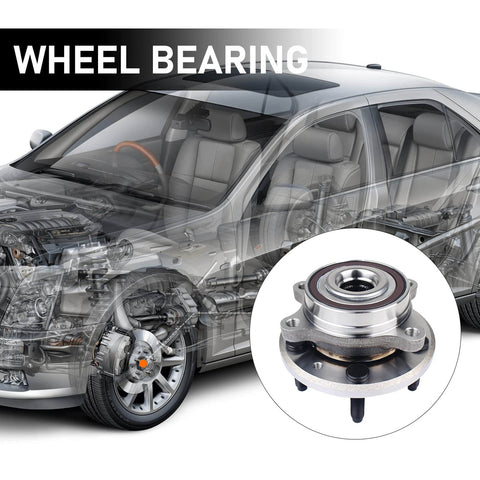 Pair Front And Rear Wheel Bearing Hub Assembly For Ford Edge 2011 To 2014 with diagram of car part and placement.