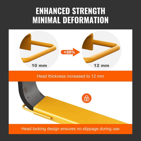 72 Inch Fork Extensions For Forklifts, 5.5 Inch Wide Heavy Duty Steel Extensions, Head Thickness 12mm Highlighted