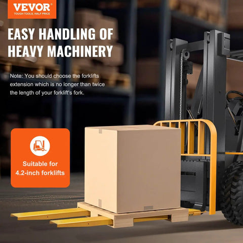 Heavy Duty 84 Inch Forklift Extensions For 4.3 Inch Forks, 4.5 Inch Inside Width, 1 Pair Steel Pallet Fork Extensions For Lift Trucks