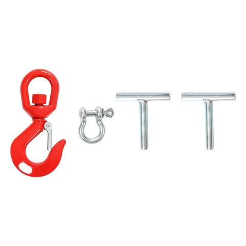 6600 Lbs Capacity Forklift Lift Hook For Pallet Forks Universal Fit Built Tough With Swivel Hook Red Powder Coated Finish ALMULOO Steel Lifting Hoist With 2 T Screws