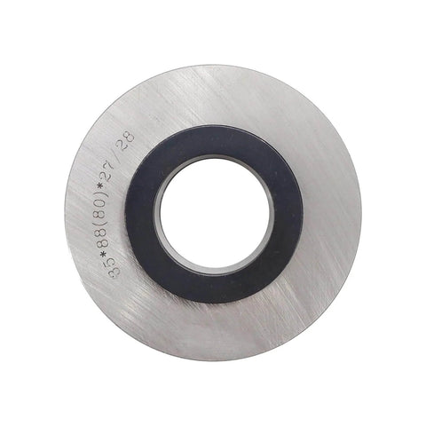 Forklift mast bearing roller part 0009933658 compatible with model 350-03, top view showing metal construction and central bearing hole.