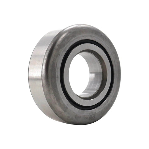 Close-up of forklift mast bearing roller part 723760 compatible with forklift masts, showing its steel construction and design for smooth lifting.