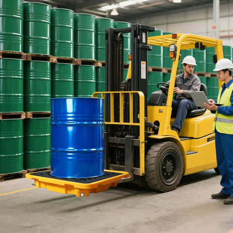 Heavy Duty Spill Containment Pallet With Drain For Industrial And Outdoor Use 26.4 By 26.4 By 6 Inches Anti Slip Leakproof Detachable Plastic Tray 43L Capacity Holds 200L Buckets Cjgyz