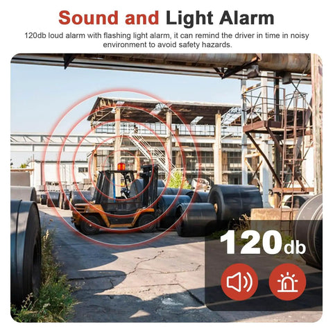 Forklift Speed Alarm System With Remote Overspeed Siren 120dB And Warning Light Waterproof IP67 in use on industrial site