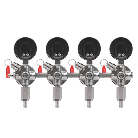 YH 76S 4 Secondary Regulator for Multi Keg Dispensing from a Single CO2 Tank with four gauges, ideal for home bars and small taprooms.