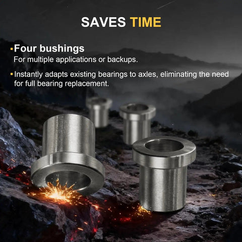 Four Pack Five Eighths To Twelve Millimeter Adapter Sleeve Bearing Reducer Bushing For Mini Bike Axle in rugged outdoor setting