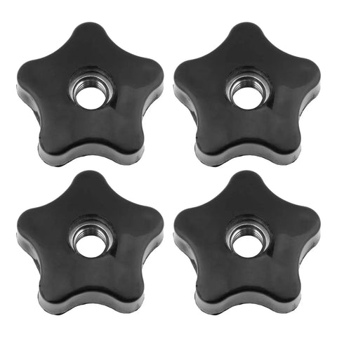 Four Pack T Track Knobs For Sawing And Drilling Machines Through Hole Three Eighths Inch Durable Five Star Through Threaded Knurled Nuts