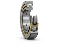 SKF QJ 213 MA C3 Four Point Contact Ball Bearing 65 Mm Bore Beefy 110 KN Dynamic, metal cage, front view showing contact angle.