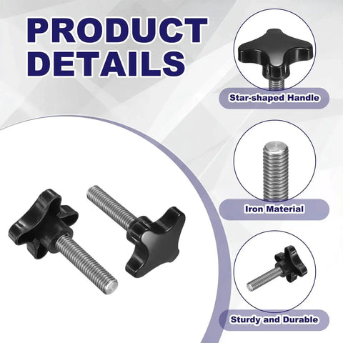 Four Point Knobs With Half Inch Thirteen UNC Threads And Two Point Zero Nine Inch Threaded Stud Star Clamping Knobs For Hand Tightening