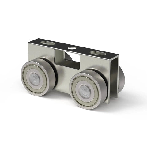 Four Wheel Light Duty Trolley Assembly With 600 Lb Capacity, Roller Trolley For Use With All One And Five Eighths Inch Or Taller Strut Channel